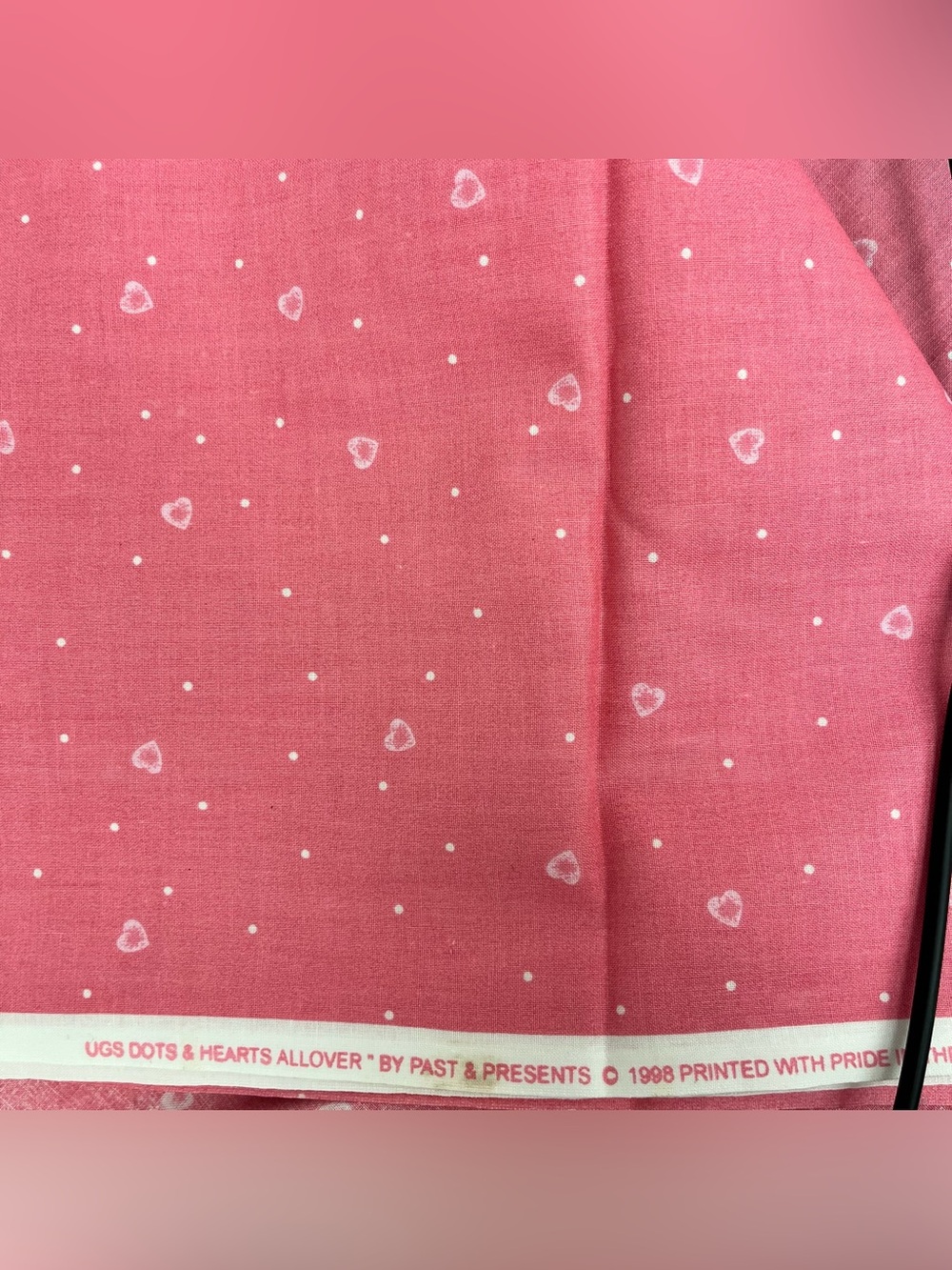 VTG 1998 Daisy Kingdom Dots & Hearts Allover Cotton Fabric 4 yds L x 45" W